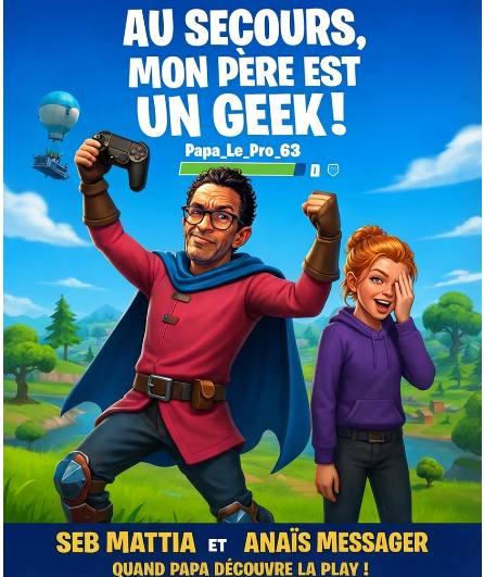 Affiche du spectacle Au secours mon pere est un geek
