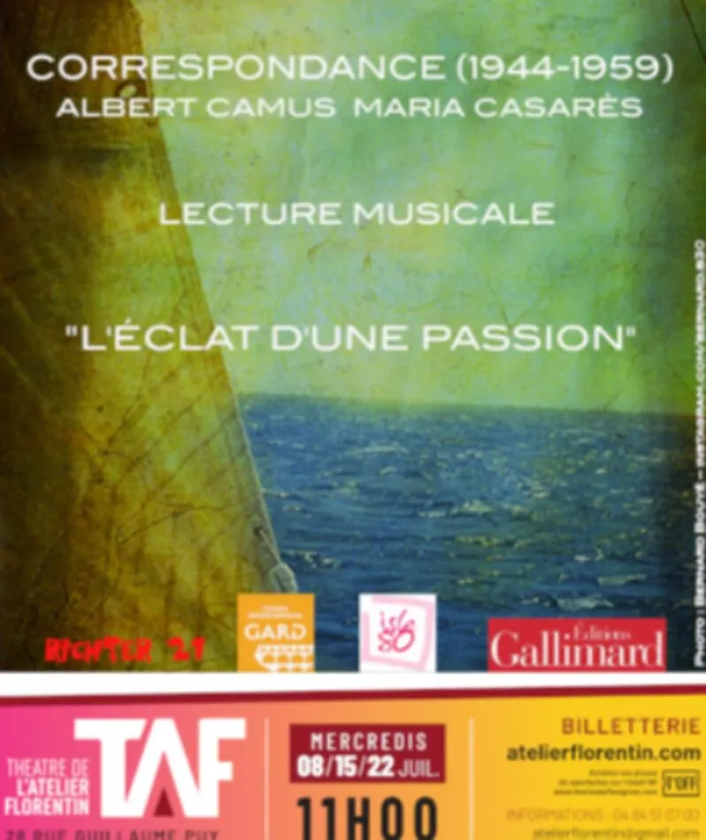 Affiche  spectacle : Correspondance L'éclat d'une passion
