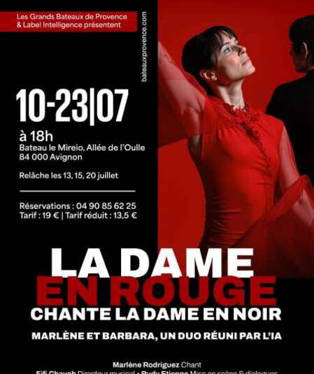 Affiche du spectacle : la Dame en Rouge chante la Dame en Noir