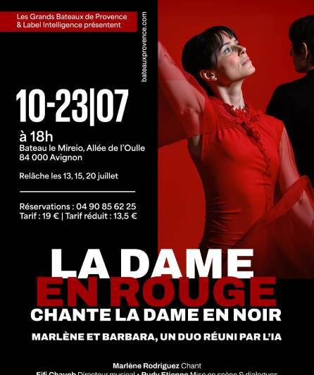 Affiche du spectacle la Dame en Rouge chante la Dame en Noir