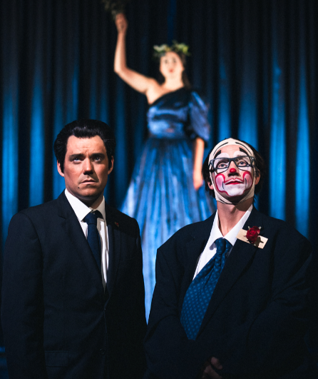 Affiche du spectacle Sarkhollande (comédie identitaire)