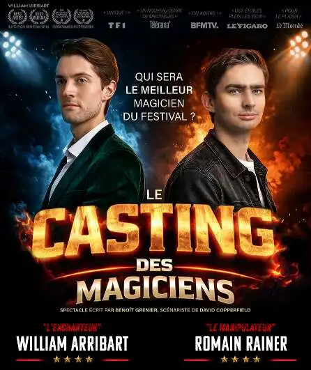 Affiche  spectacle : William Arribart & Romain Rainer, Le Casting des Magiciens